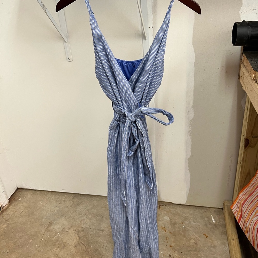 Blue & white long pant jumpsuit in medium